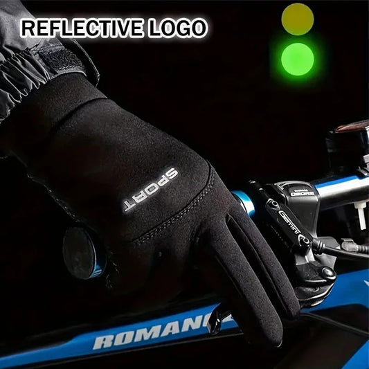 Winter Warm Gloves Touch Screen Windproof Cold-proof Cycling Gloves